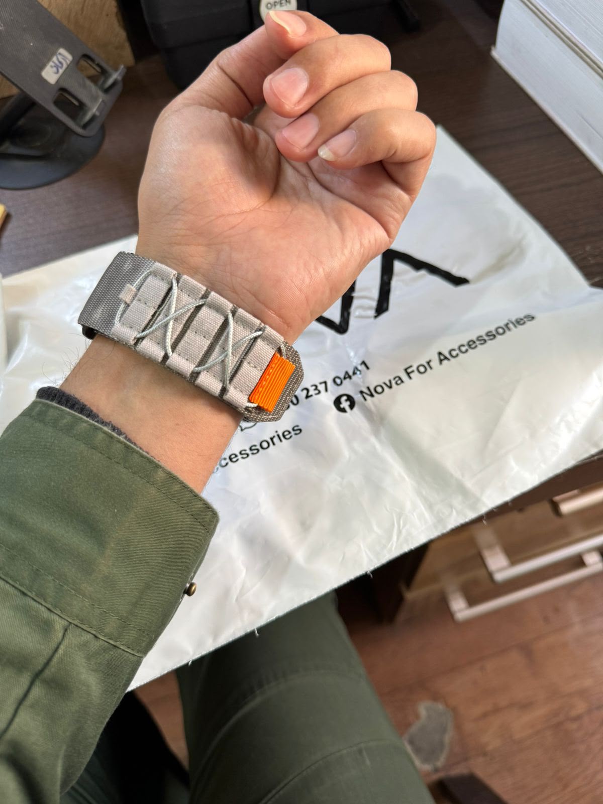 Customer wearing watch strap
